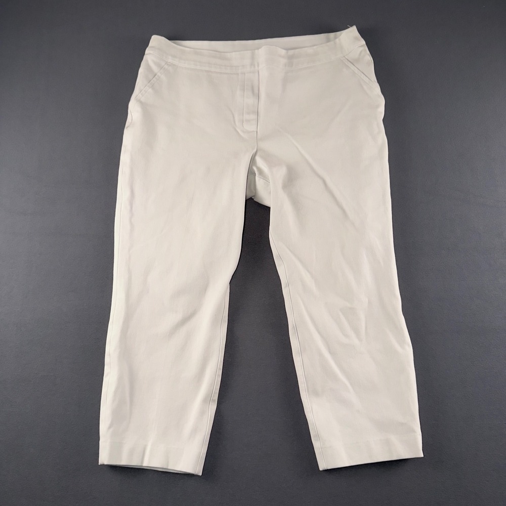 Spanx Womens White Cropped Stretch Pull On Pants Size XL Pockets Casual Slim